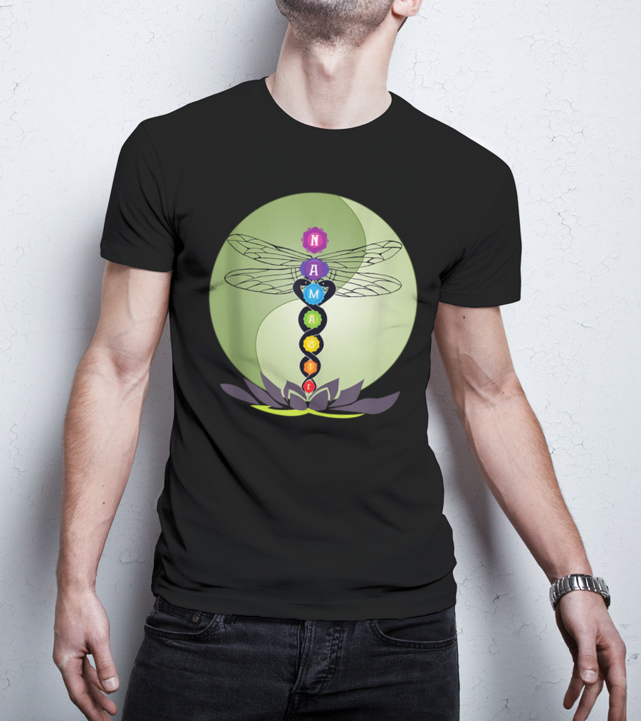 Namaste Chakra Dragonfly With Lotus And Yin Yang T-Shirt