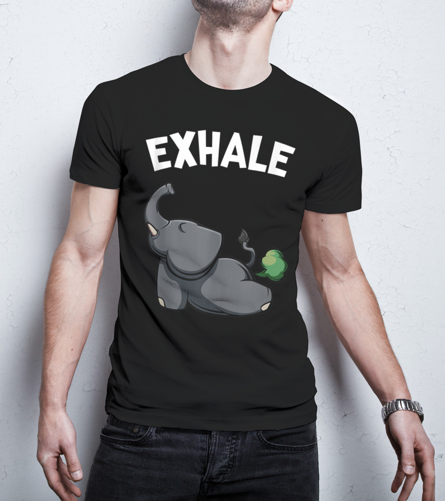 Exhale Funny Cute Farting Elephant Yoga Namaste Workout T-Shirt