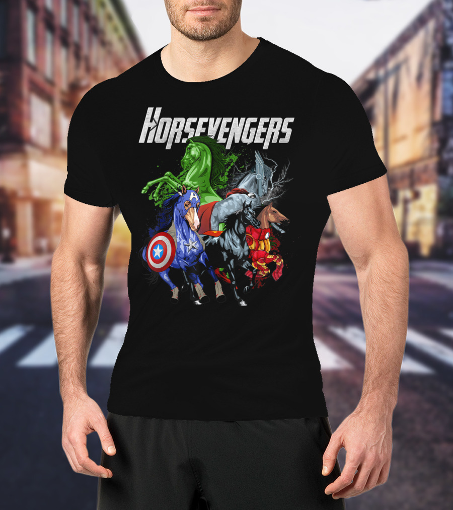 Horsevengers Funny Horse Superhero Parody Quintet T-Shirt