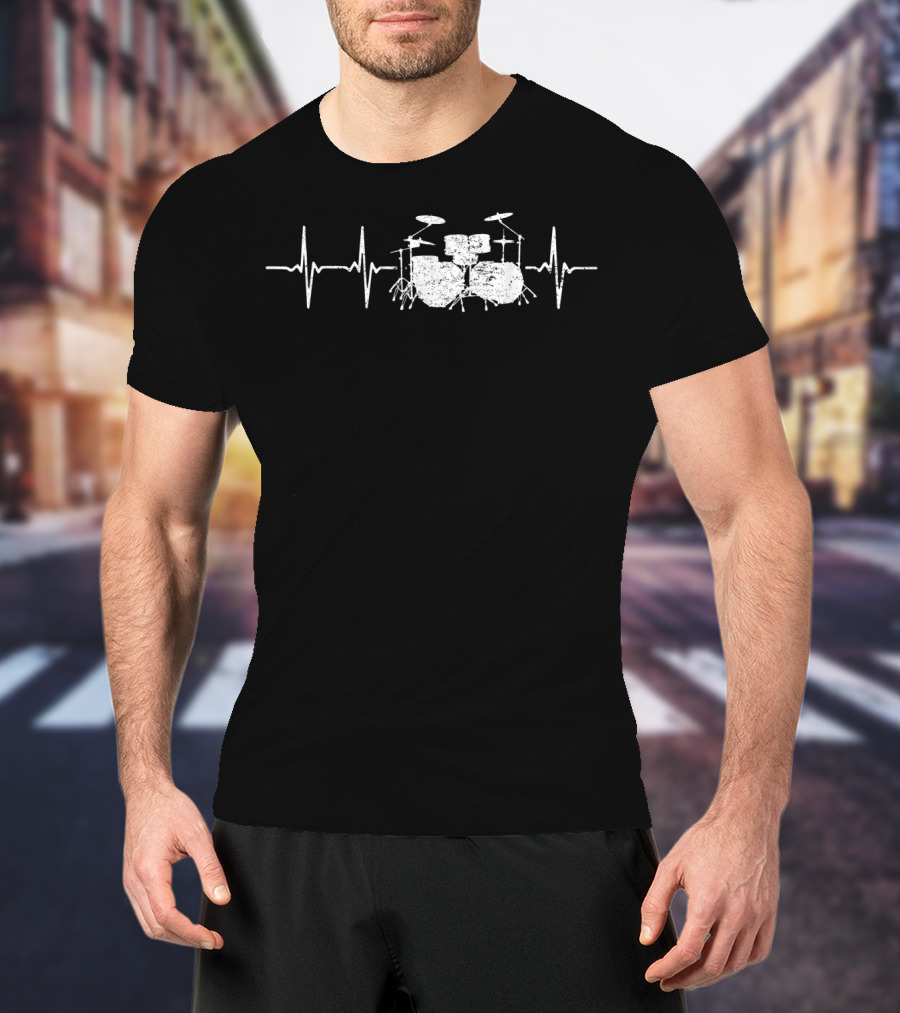 Heartbeat Drums Rock Music Lover Band T-Shirt