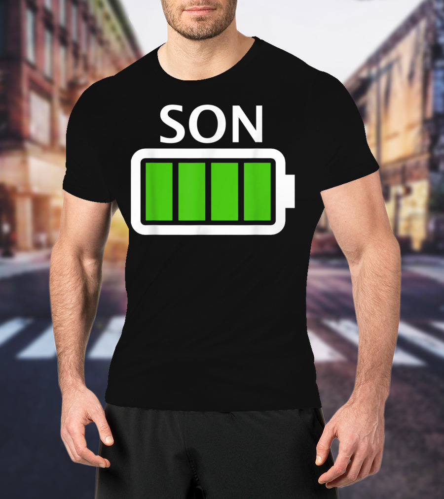 Family Matching Funny Son Fully Charged Battery T-Shirt