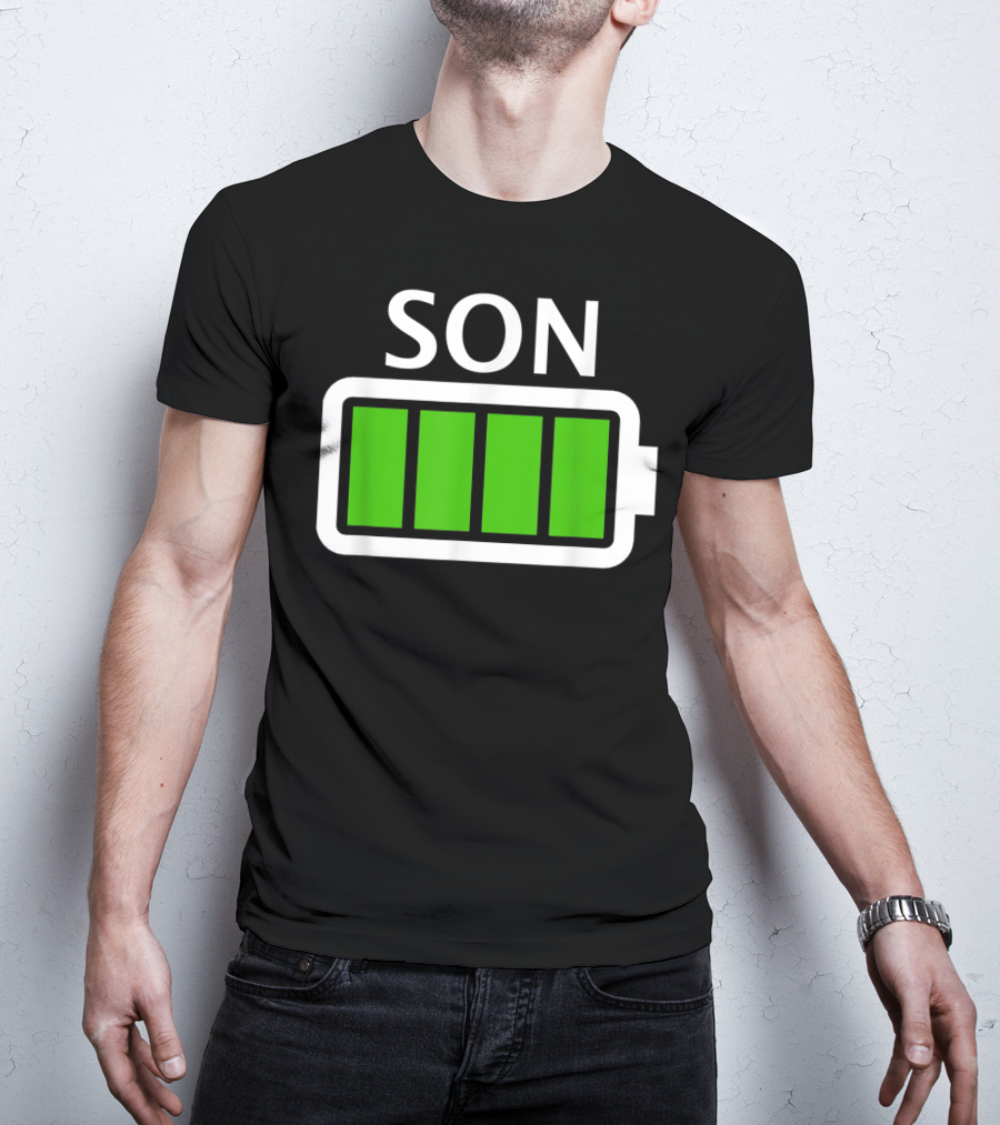 Family Matching Funny Son Fully Charged Battery T-Shirt