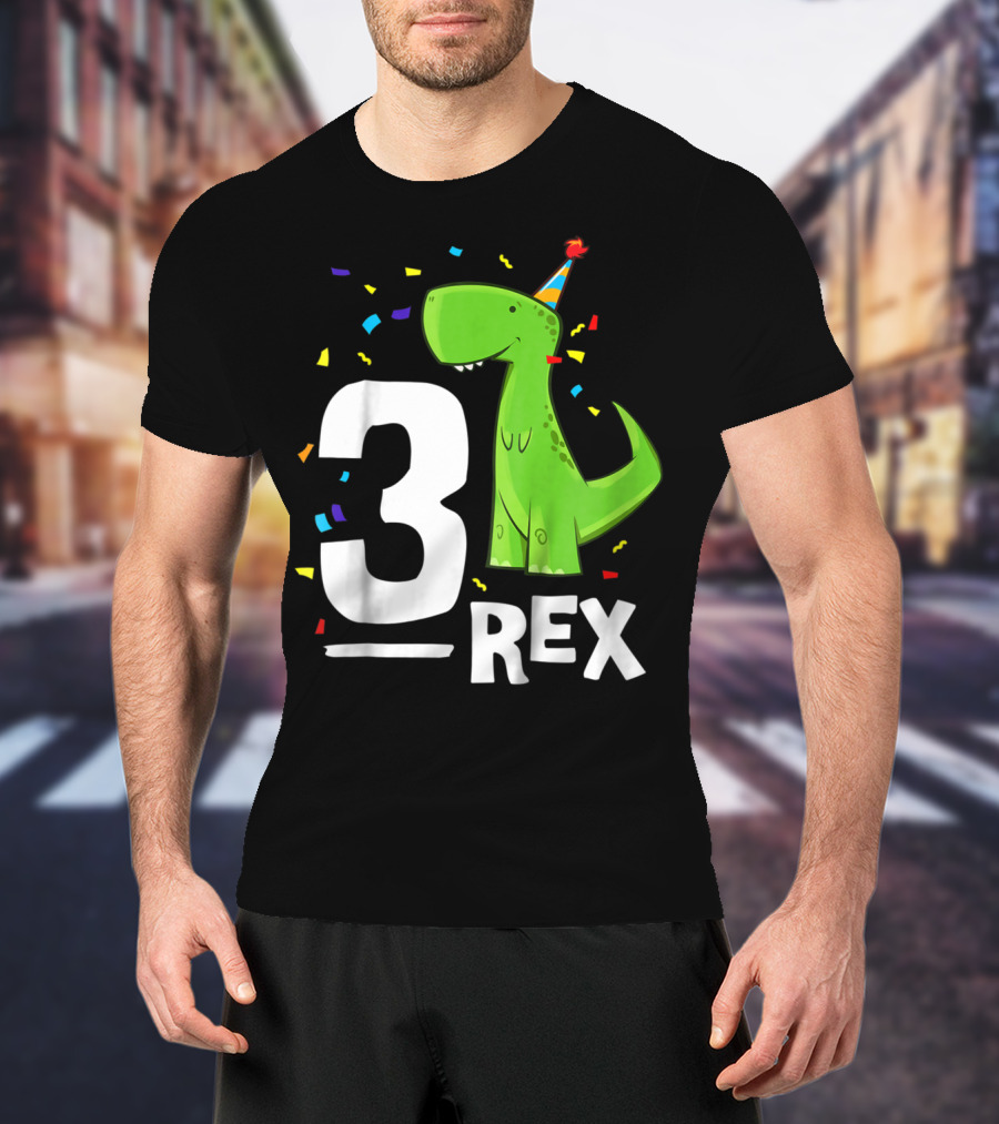 3 Rex Kids Threerex Birthday Party Dinosaur T-Shirt