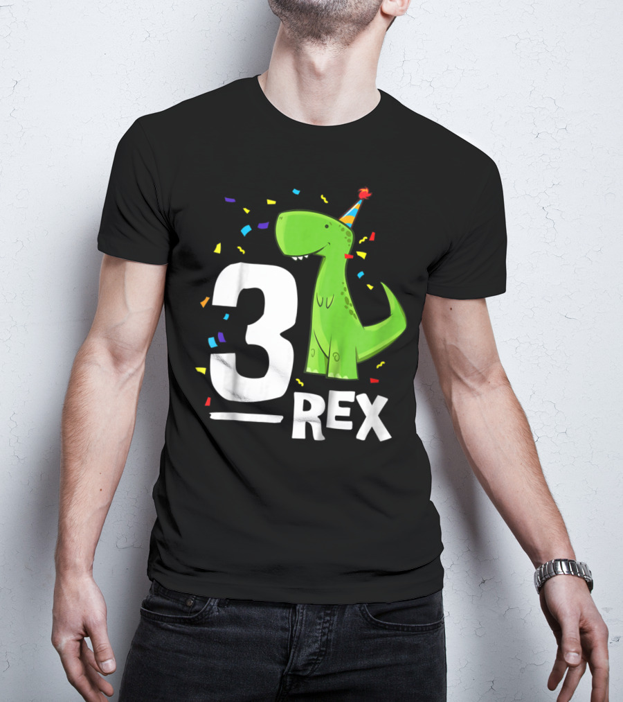 3 Rex Kids Threerex Birthday Party Dinosaur T-Shirt