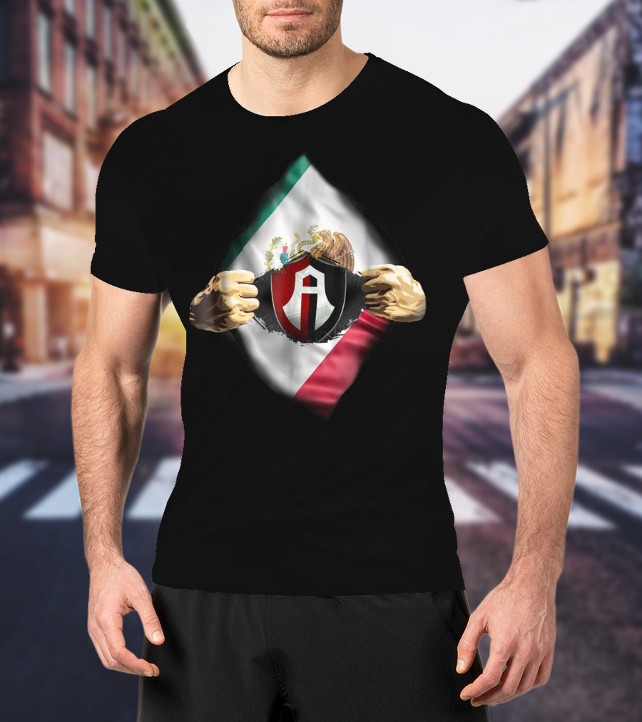 Atlas Heartbeat Love Funny Fan Atlas FC Mexican Flag Emblem T-Shirt