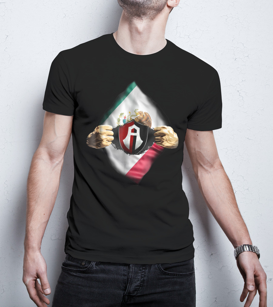 Atlas Heartbeat Love Funny Fan Atlas FC Mexican Flag Emblem T-Shirt