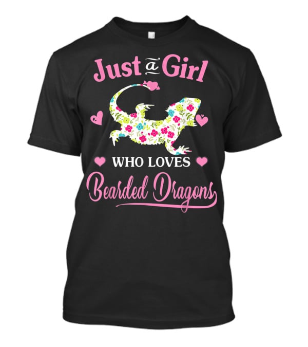 Just A Girl Who Loves Bearded Dragons Heart And Floral T-Shirt