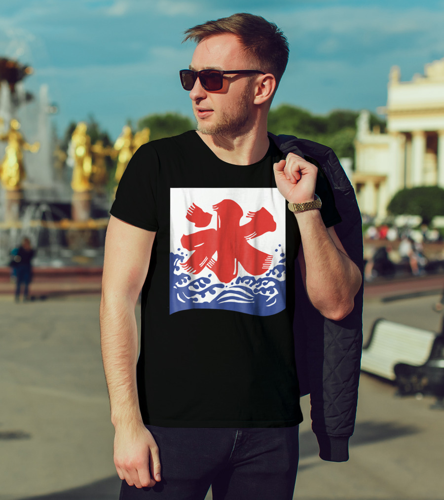 Kakigori Japanese Shaved Ice Kanji Flag With Water Waves T-Shirt