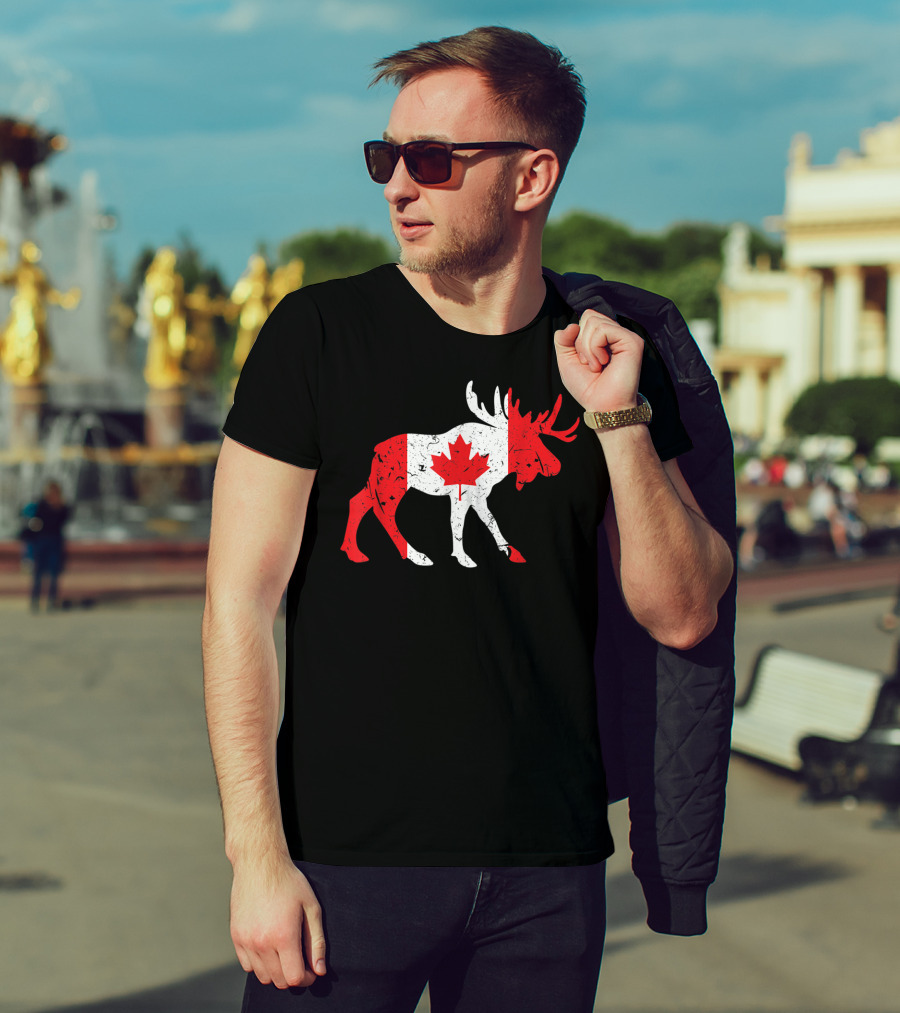 Canada Maple Leaf Moose Canadian Flag Emblem T-Shirt