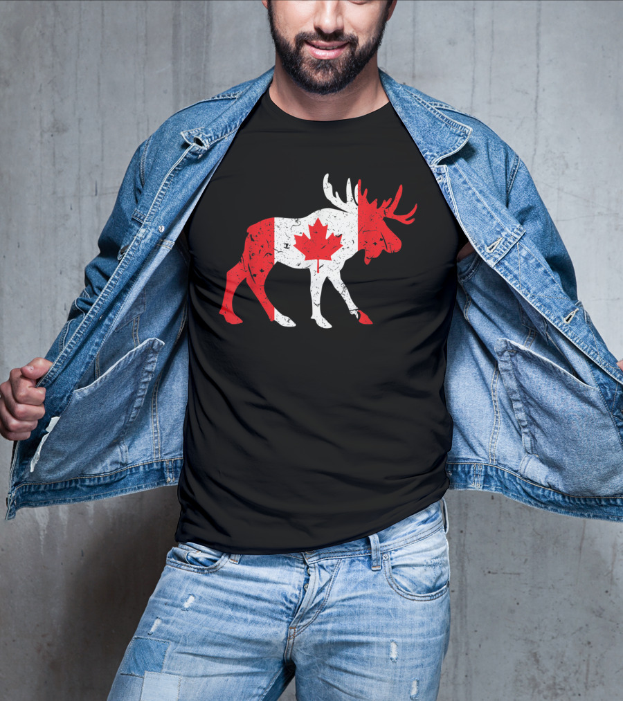 Canada Maple Leaf Moose Canadian Flag Emblem T-Shirt