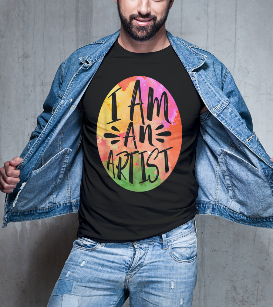 Colorful I Am An Artist Watercolor Paint Splash T-Shirt