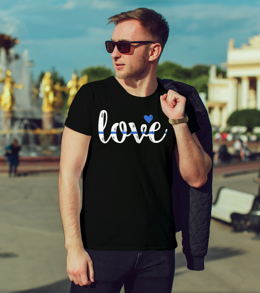 Love Thin Blue Line Cute Design Police Wife Or Girlfriend T-Shirt