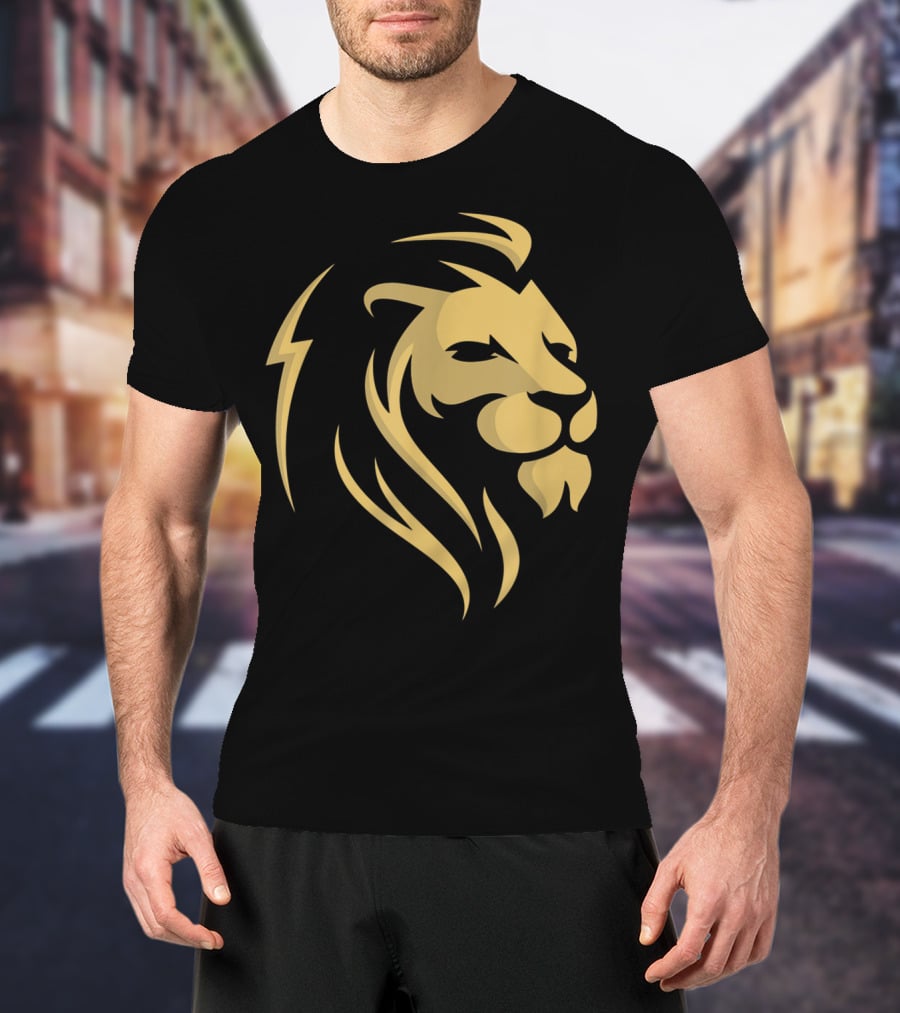 Gold Wilderness Lion Majestic Emblem T-Shirt