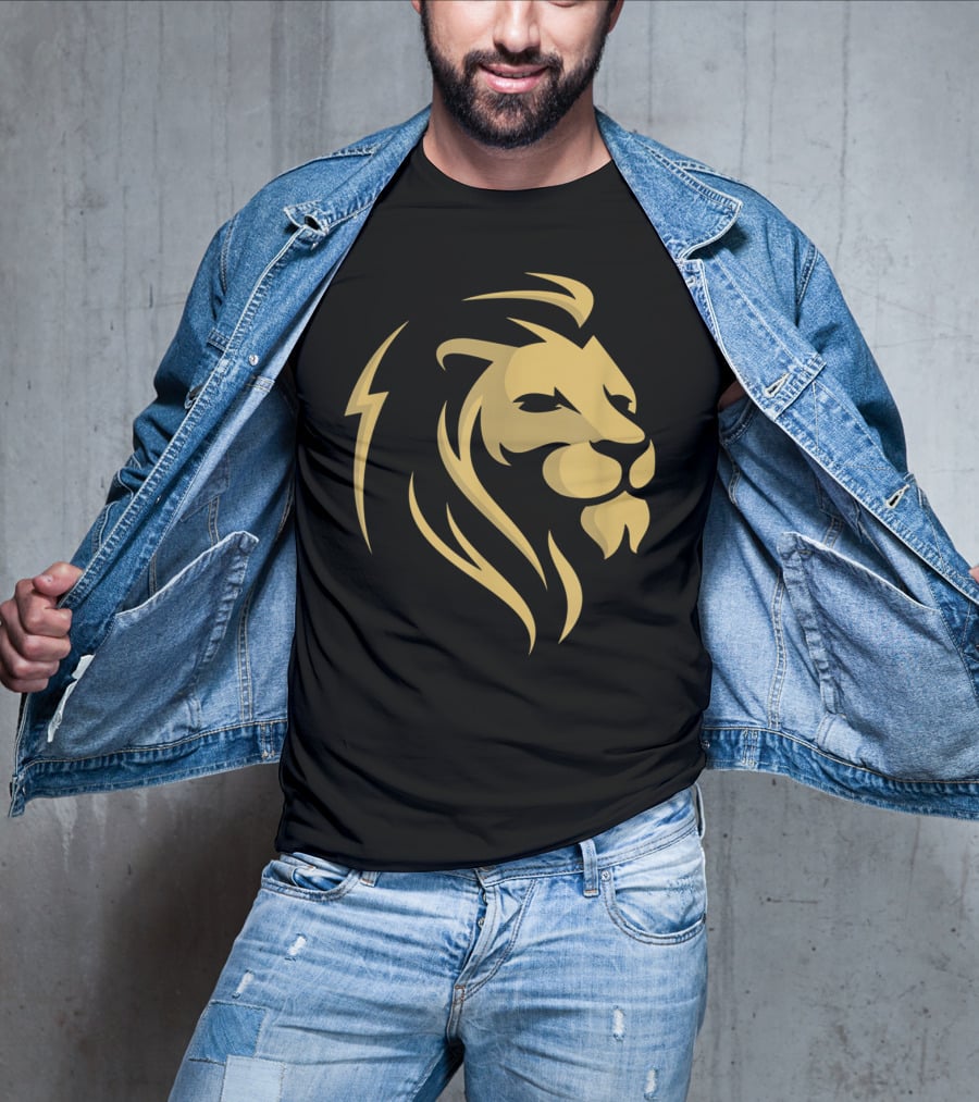 Gold Wilderness Lion Majestic Emblem T-Shirt