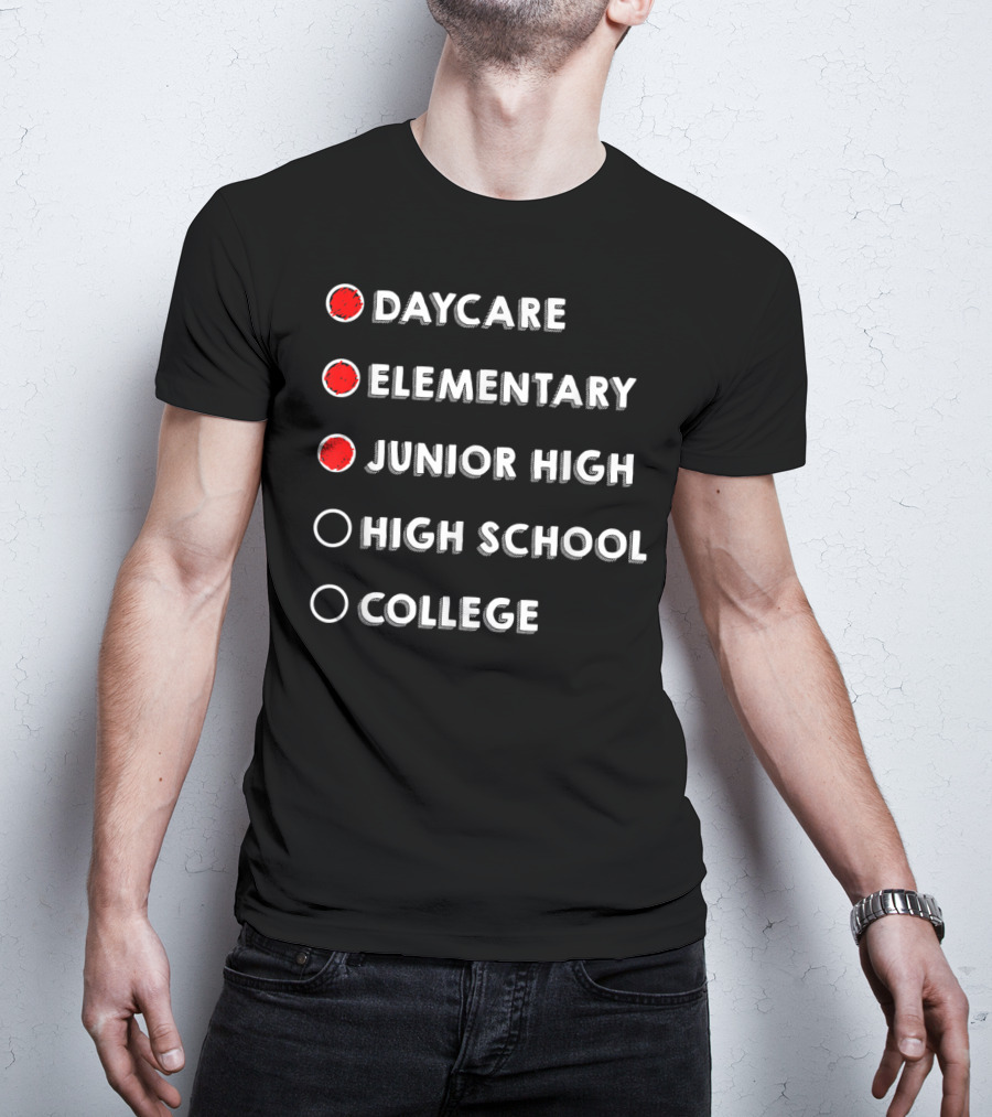 8th Grade Graduation Funny Daycare Elementary Junior High Checklist T-Shirt