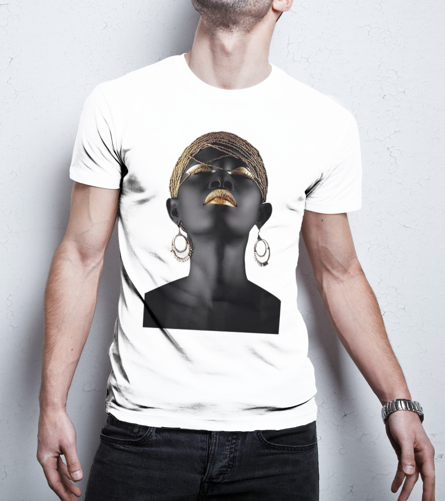 Afrocentric Midnight Queen Regal Gold Embellishments T-Shirt