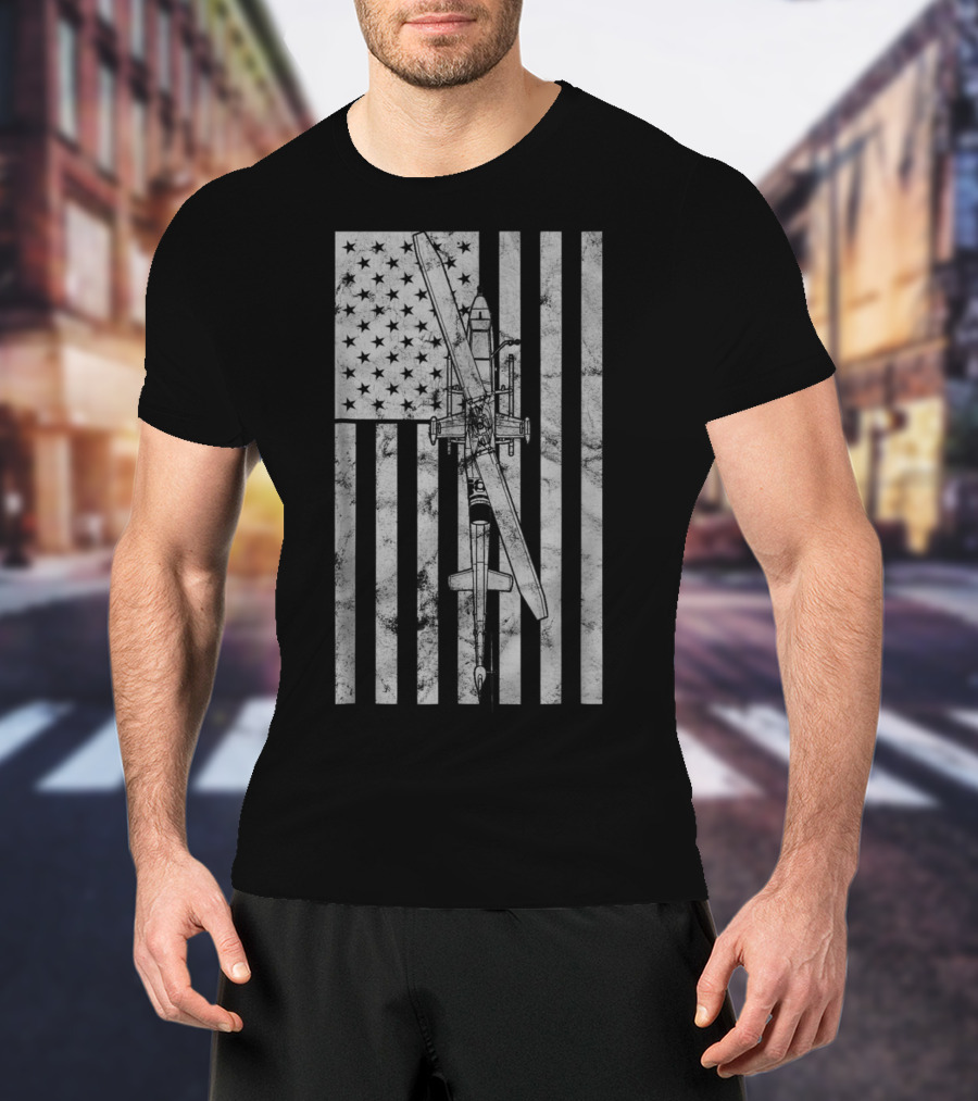 AH 1 Cobra Attack Helicopter American Flag Military Vintage T-Shirt