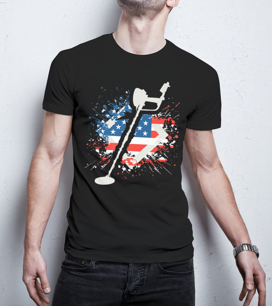 American Pride Patriotic Flag Metal Detector T-Shirt