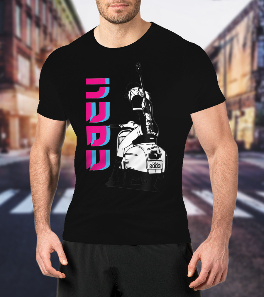 FLCL Fooly Cooly Vespa Rider With Guitar 2003 T-Shirt