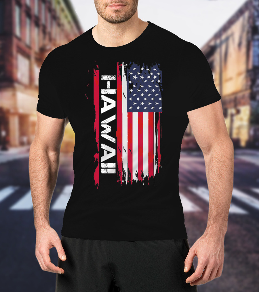 Hawaii USA Flag Vertical Stripes T-Shirt