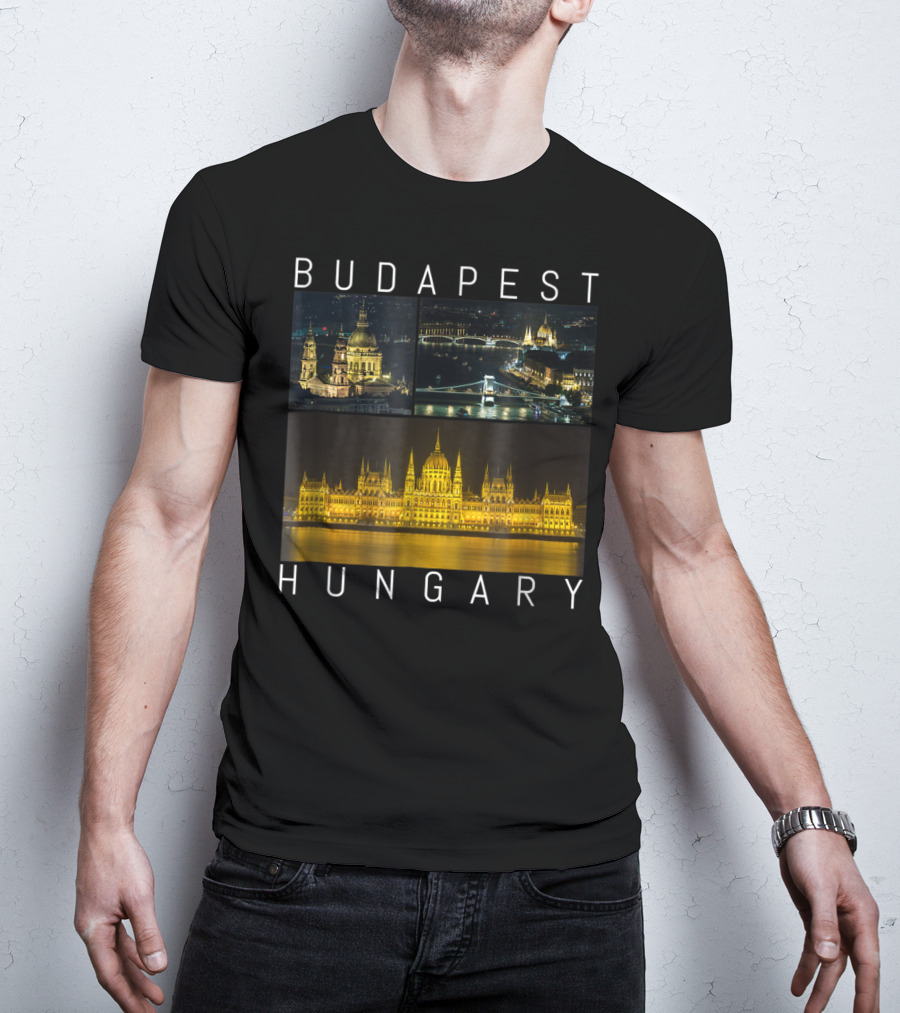 Budapest Hungary Nighttime Landmarks Photography Gallery T-Shirt