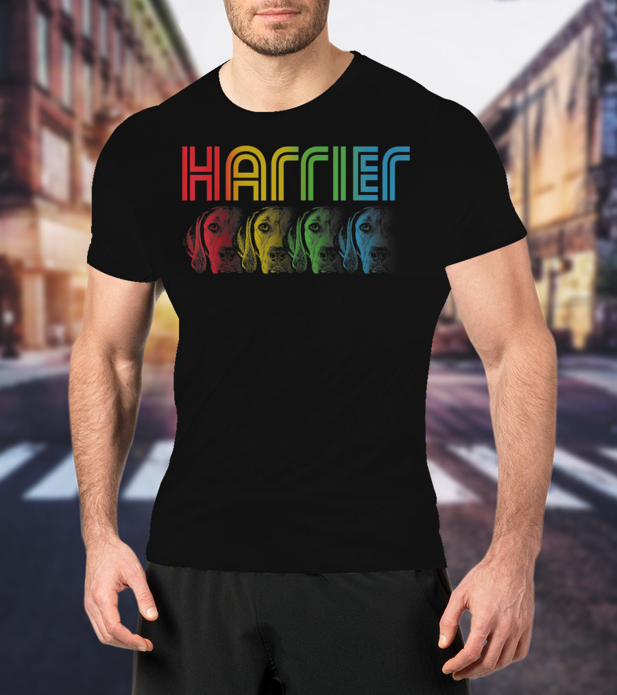 Harrier Dog Rainbow Cool Groovy T-Shirt