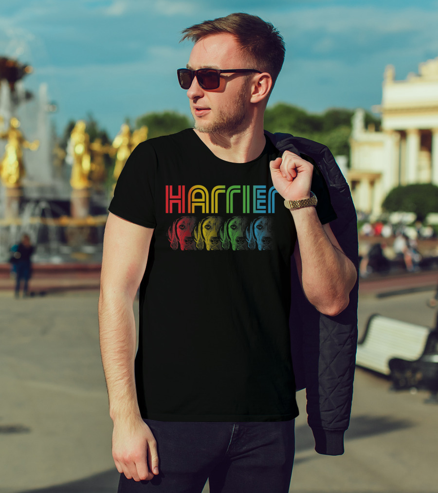 Harrier Dog Rainbow Cool Groovy T-Shirt