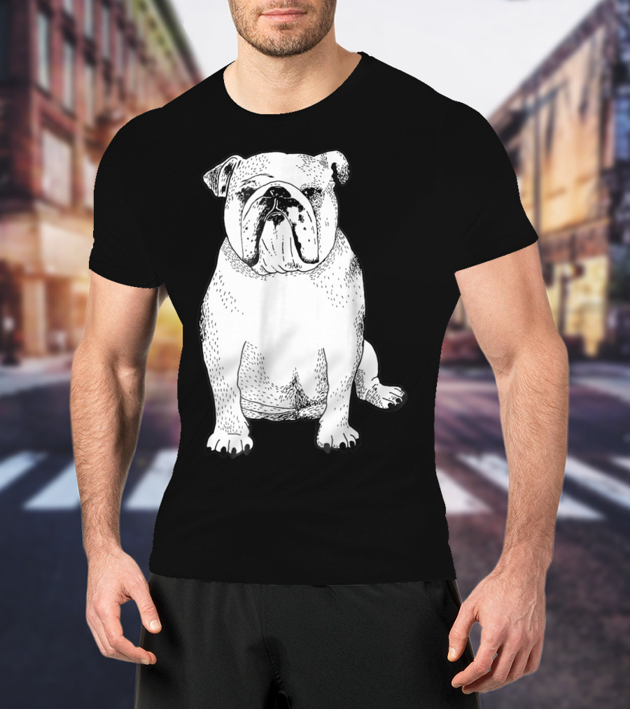English Bulldog Dog Lover Owner Art Sketch T-Shirt