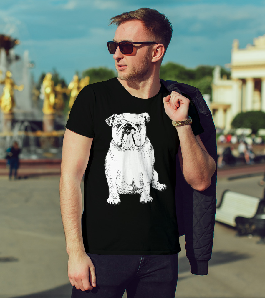 English Bulldog Dog Lover Owner Art Sketch T-Shirt