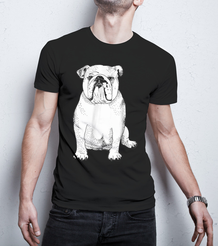 English Bulldog Dog Lover Owner Art Sketch T-Shirt