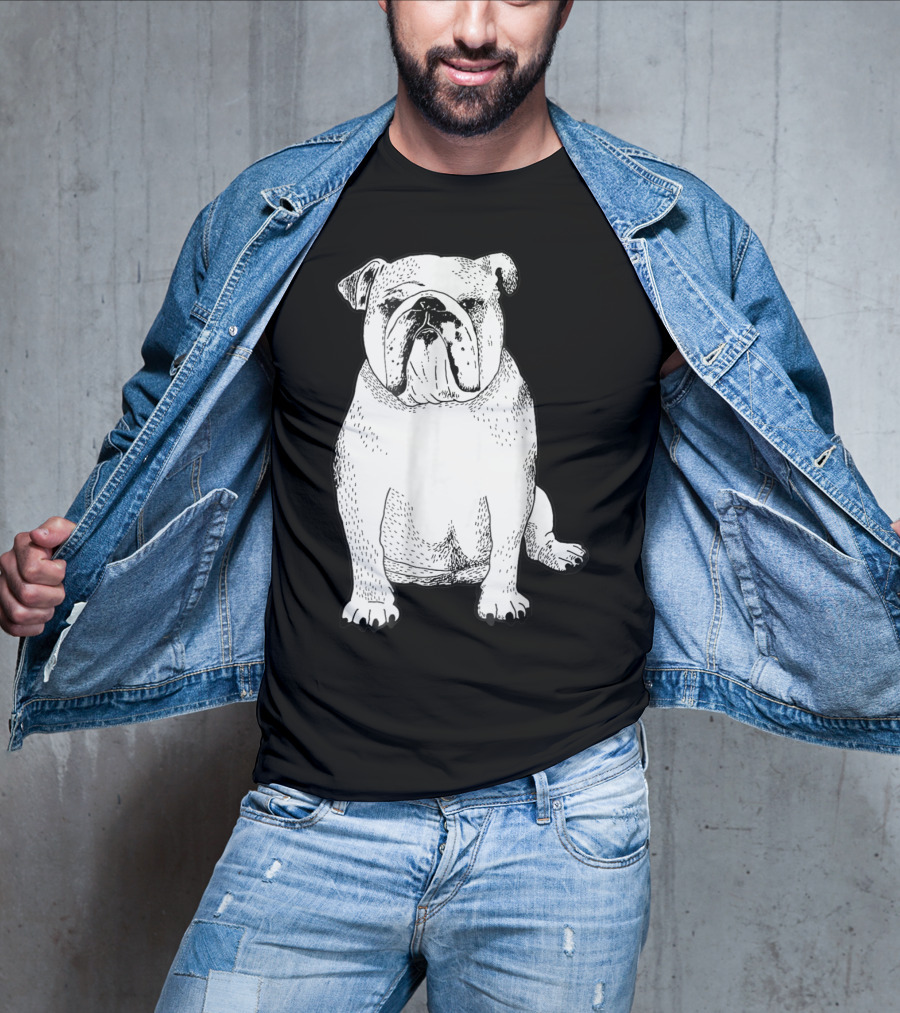 English Bulldog Dog Lover Owner Art Sketch T-Shirt