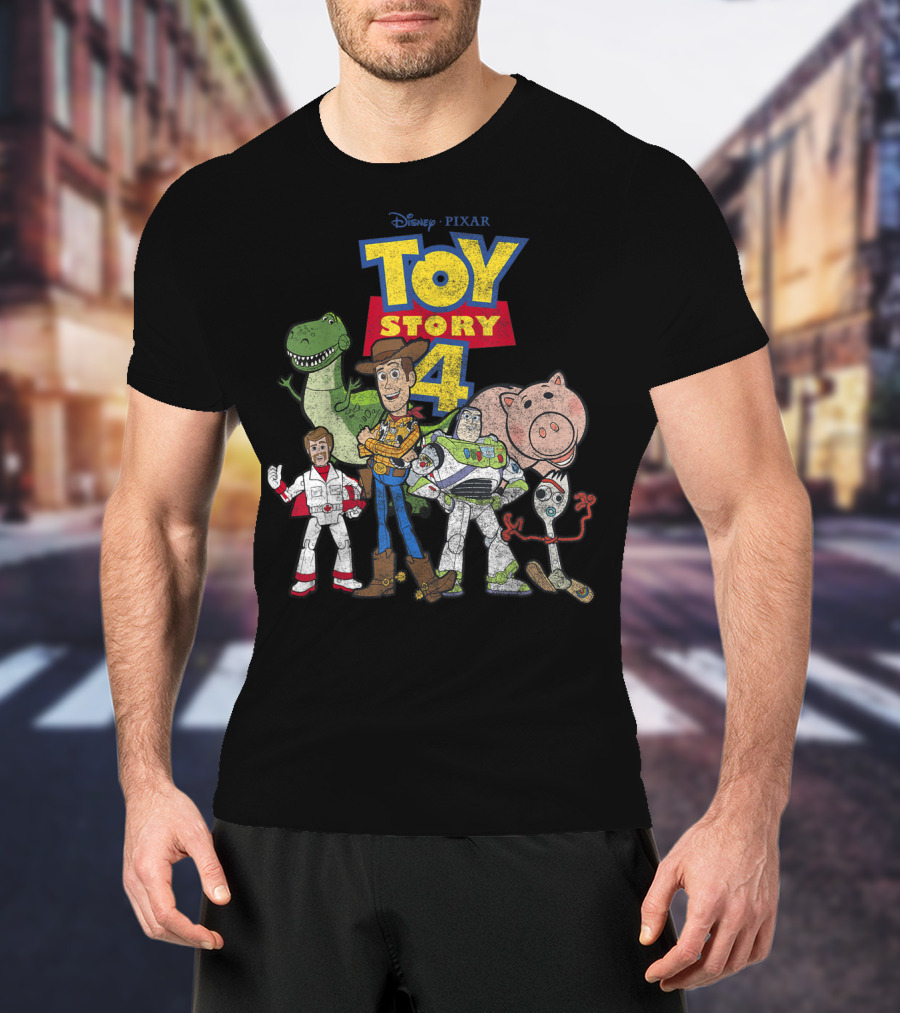 Disney Pixar Toy Story 4 Woody Buzz Rex Hamm Forky Duke Caboom T-Shirt