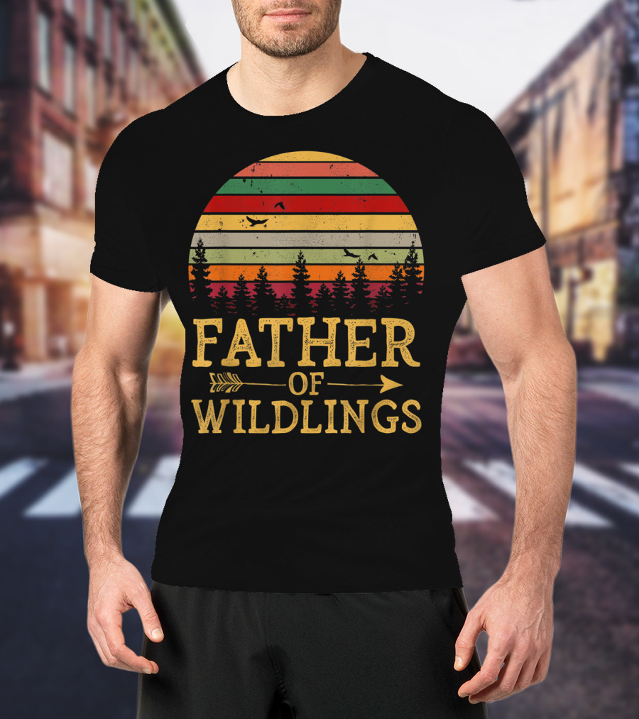 Father Of Wildlings Sunset Vintage Arrow Forest T-Shirt