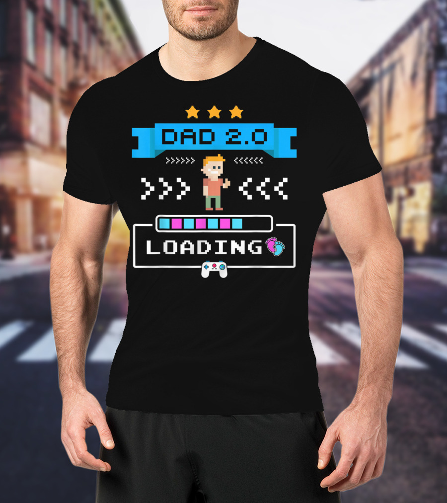 Dad 2.0 Loading Gamer Dad Again Cute 2nd Time Dad T-Shirt
