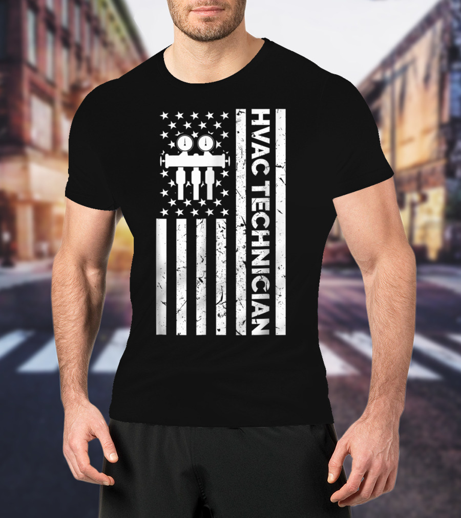 American Flag HVAC Technician T-Shirt