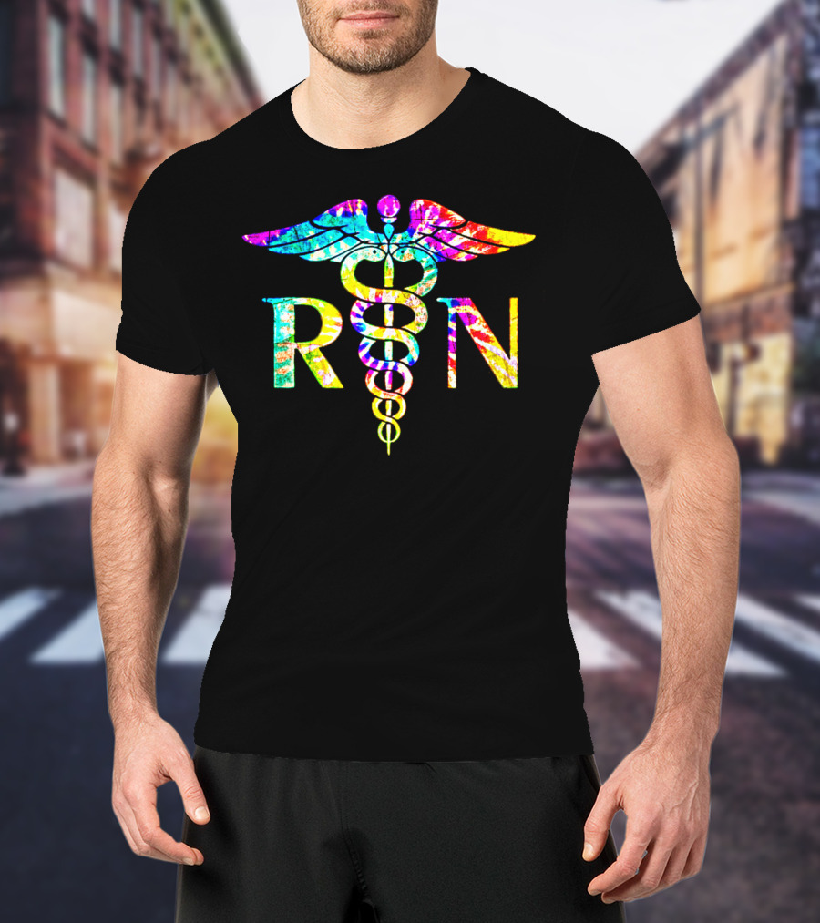 Lovely RN Registered Nurse Caduceus Tie Dye T-Shirt