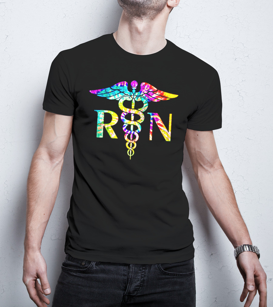 Lovely RN Registered Nurse Caduceus Tie Dye T-Shirt