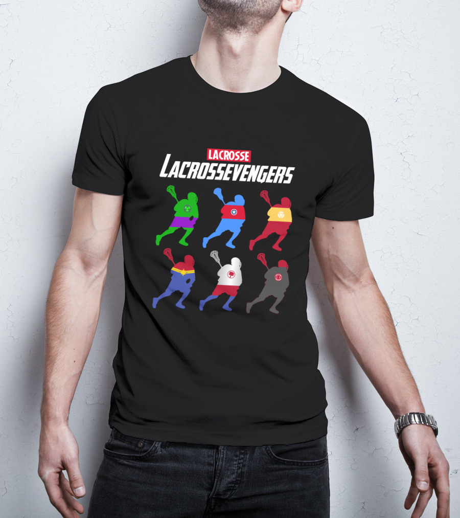 Lacrosse Avengers Superheroes Team Silhouettes T-Shirt
