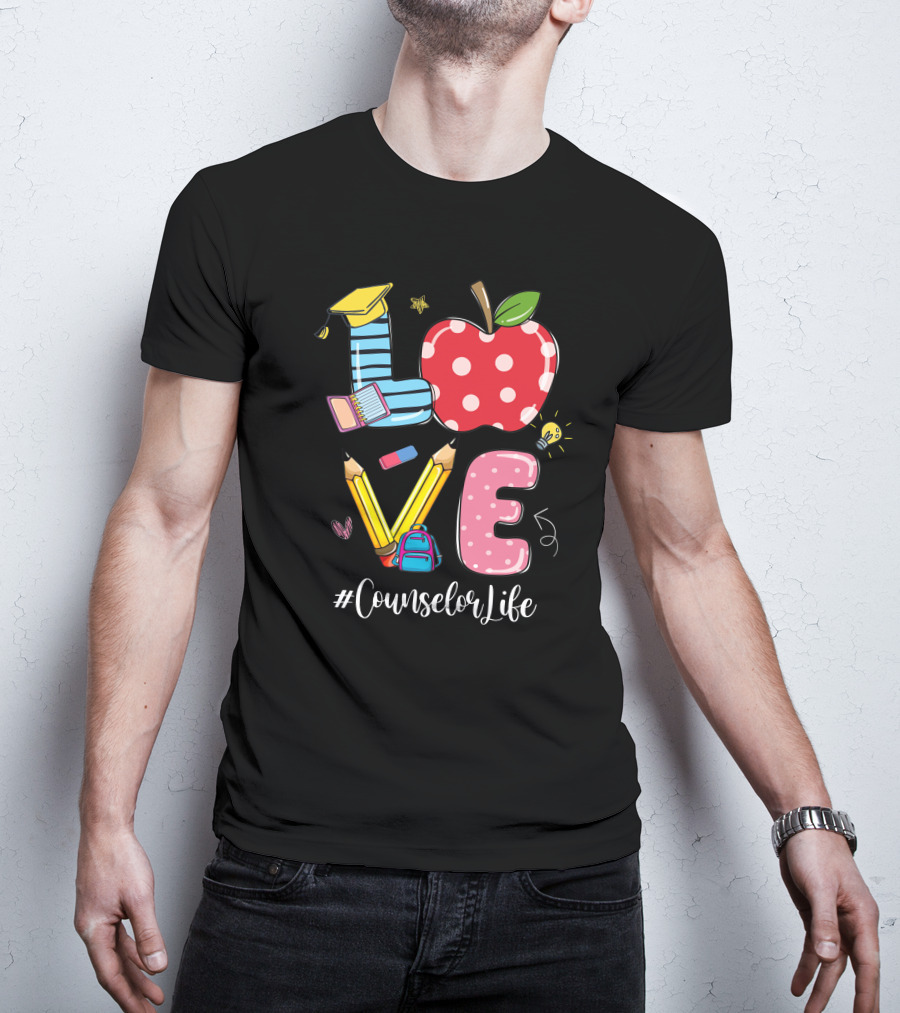 LOVE Apple Pencil School #CounselorLife T-Shirt