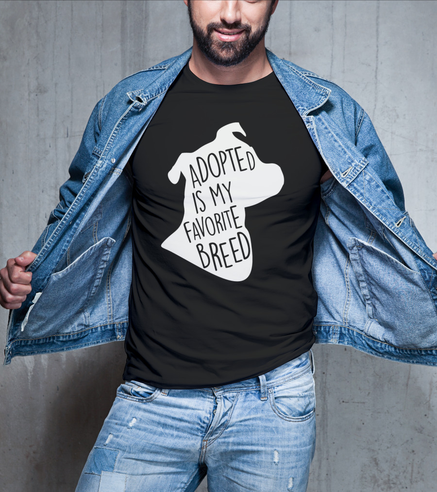 Adopted Is My Favorite Breed Dog Silhouette Outline T-Shirt