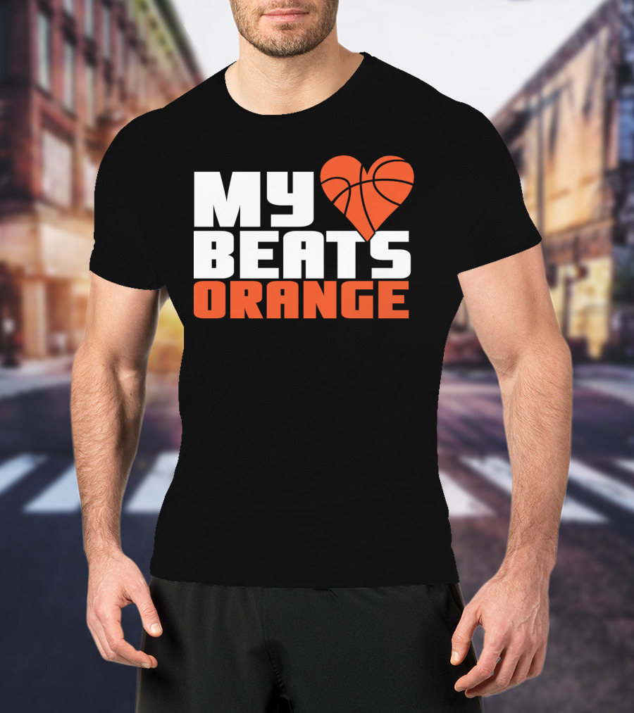 My Heart Beats Orange Basketball T-Shirt