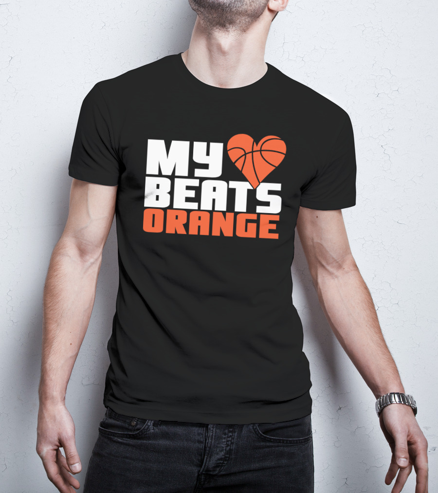 My Heart Beats Orange Basketball T-Shirt