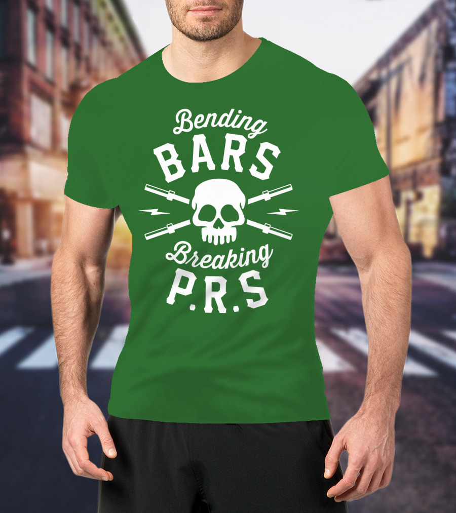 Bending Bars Breaking PRs Skull With Barbells T-Shirt