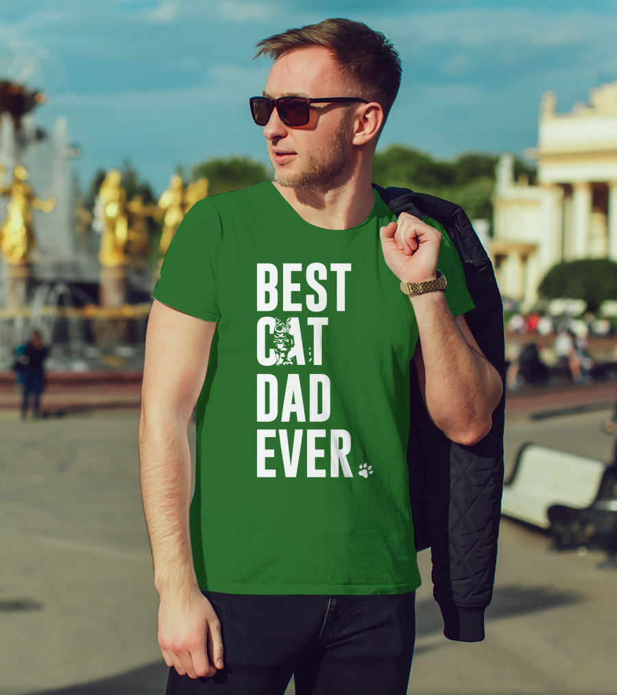 BEST CAT DAD EVER Cat And Paw T-Shirt