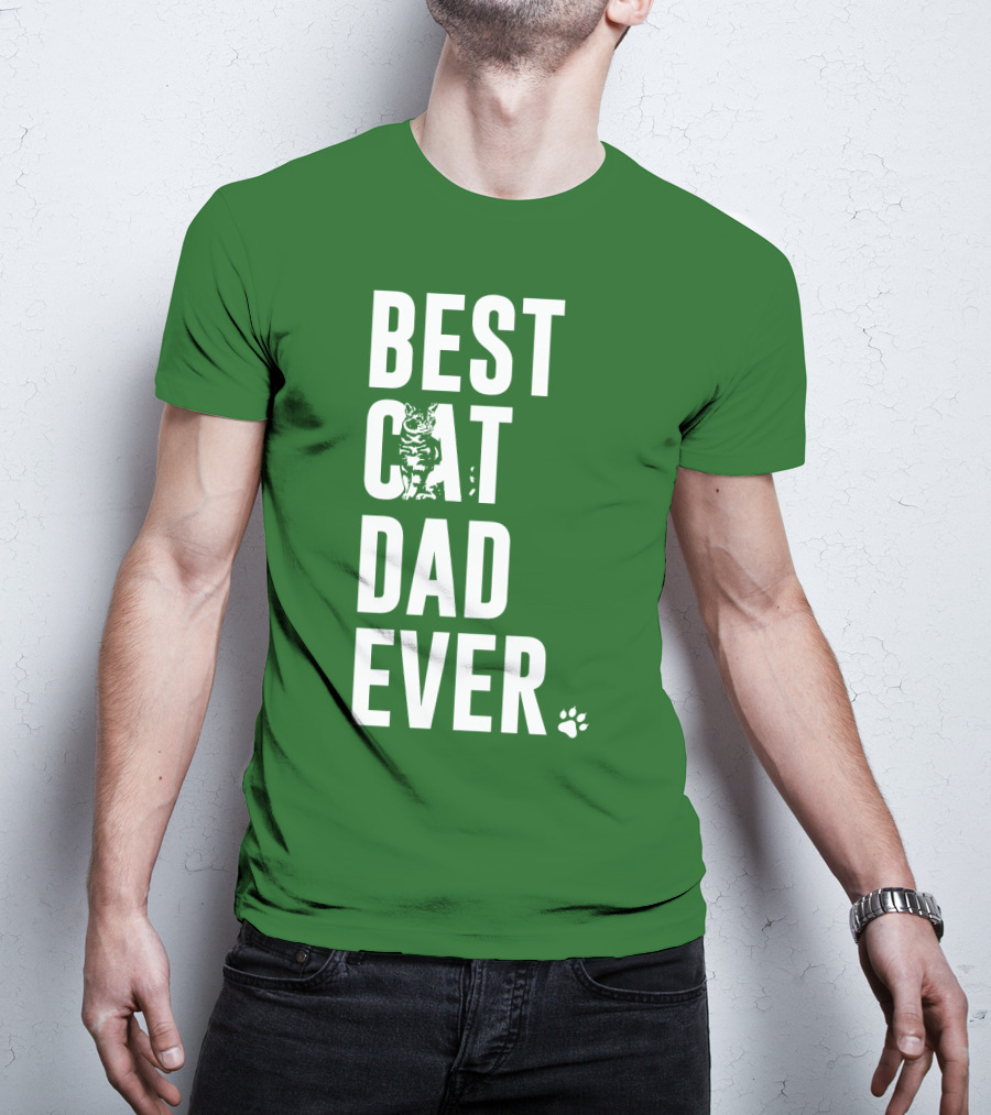 BEST CAT DAD EVER Cat And Paw T-Shirt