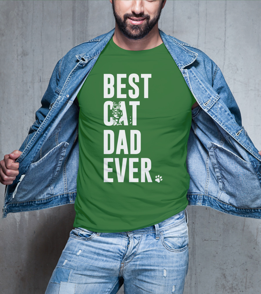 BEST CAT DAD EVER Cat And Paw T-Shirt