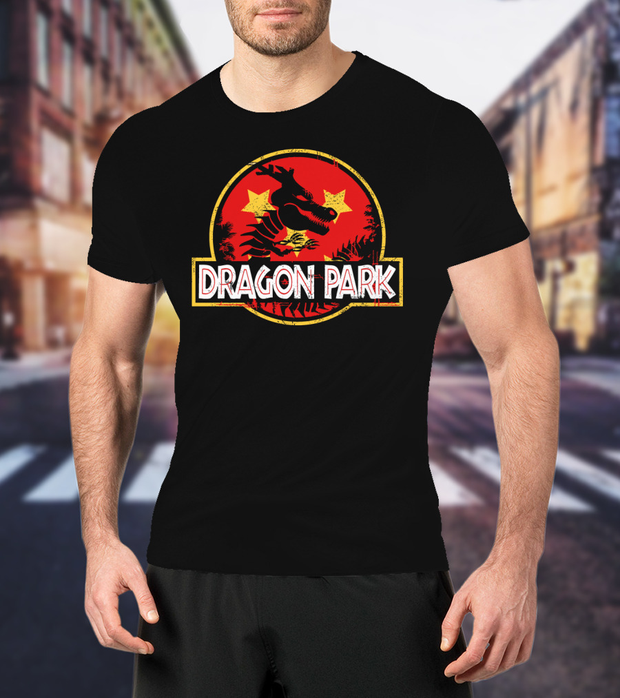 Dragon Park Jurassic Parody Retro T-Shirt