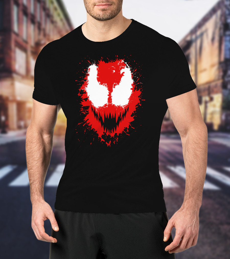 Carnage Marvel Villain Symbiote Red And Black Iconic Mask T-Shirt