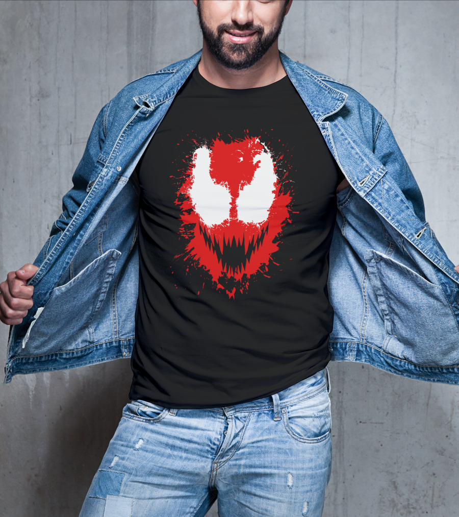 Carnage Marvel Villain Symbiote Red And Black Iconic Mask T-Shirt