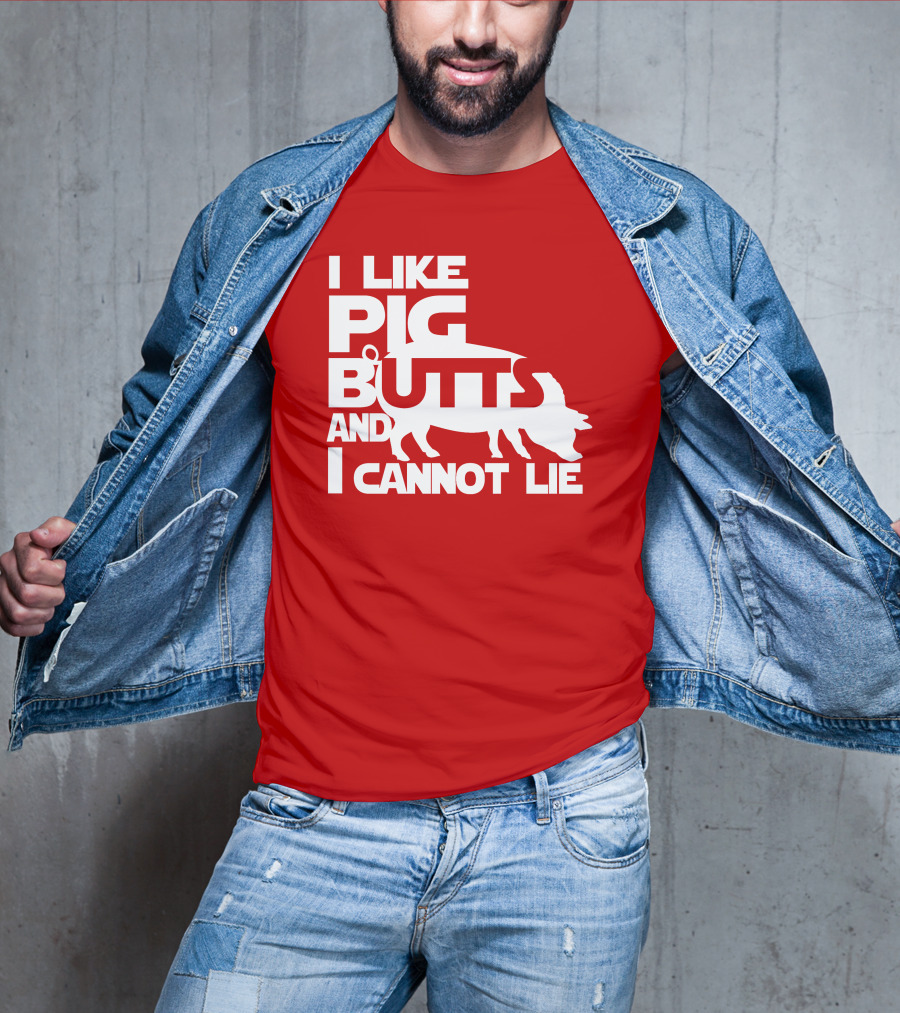 I Like Pig Butts And I Cannot Lie Pig Outline T-Shirt